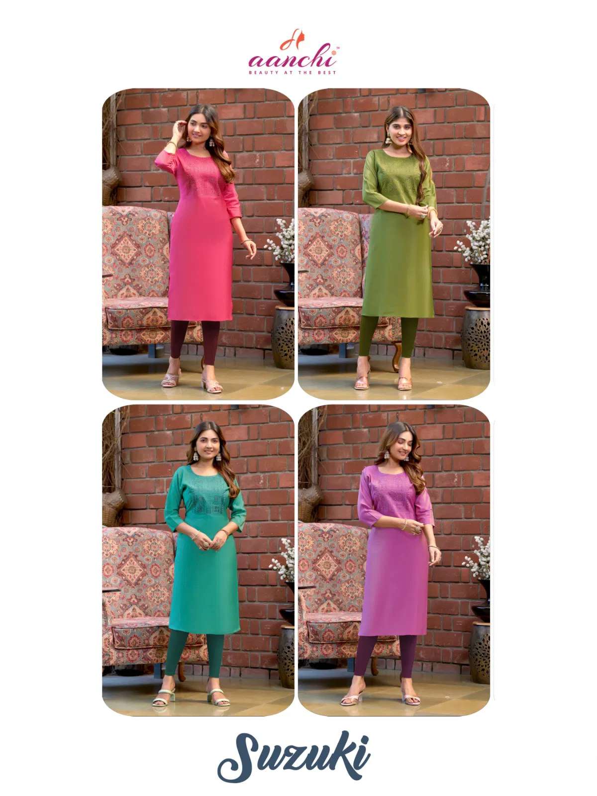 Suzuki By Aanchi Roman Shimmer Embroidered Kurtis Wholesalers In Delhi
